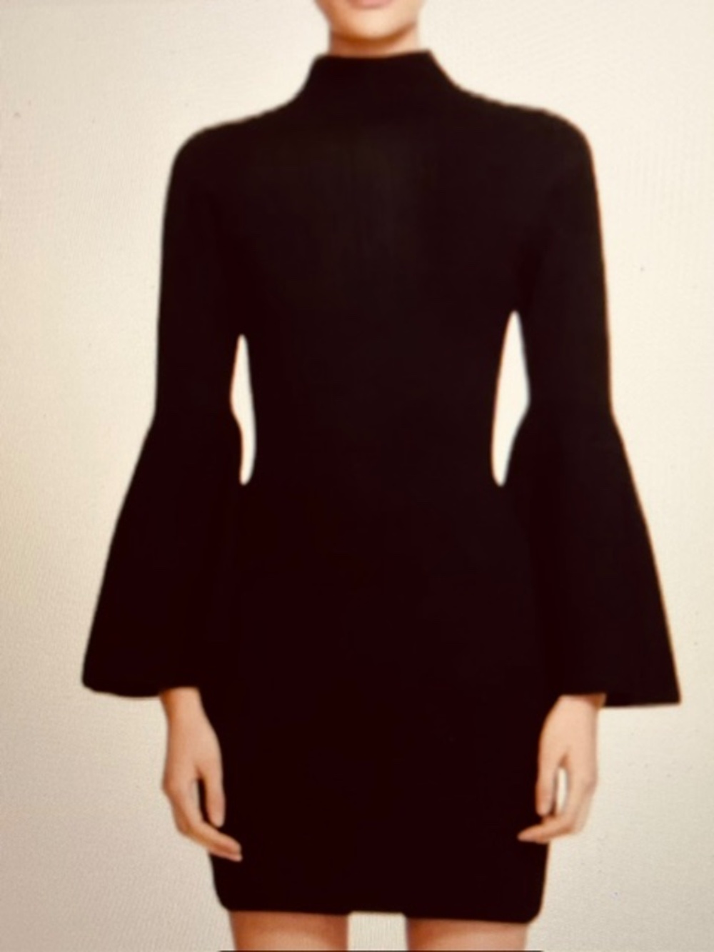 Milly Black Flare Sleeve Sweater Dress